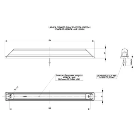 Interior Lamp, Long (LED) White 12 / 24V Universal