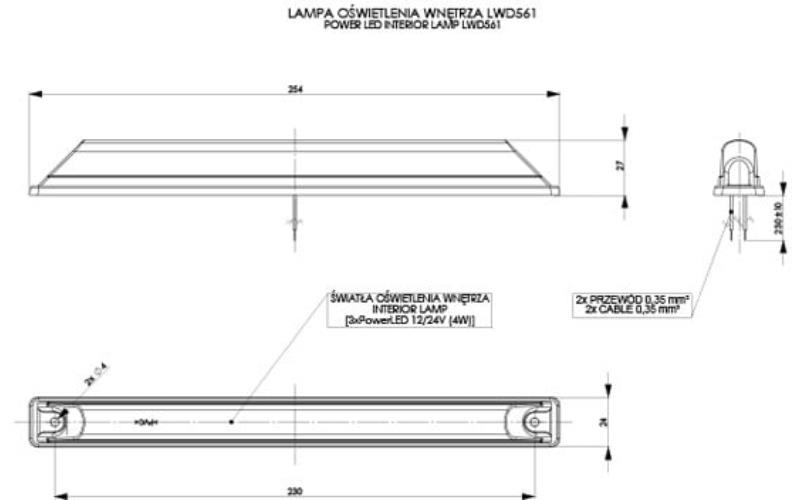 Interior Lamp, Long (LED) White 12 / 24V Universal