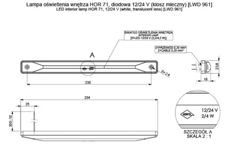 Interior Lamp (Milk-white Lens) (LED) White 12 / 24V Universal