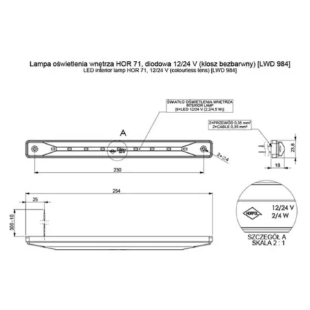 Interior Lamp (Transparent Lens) (LED) White 12 / 24V Universal