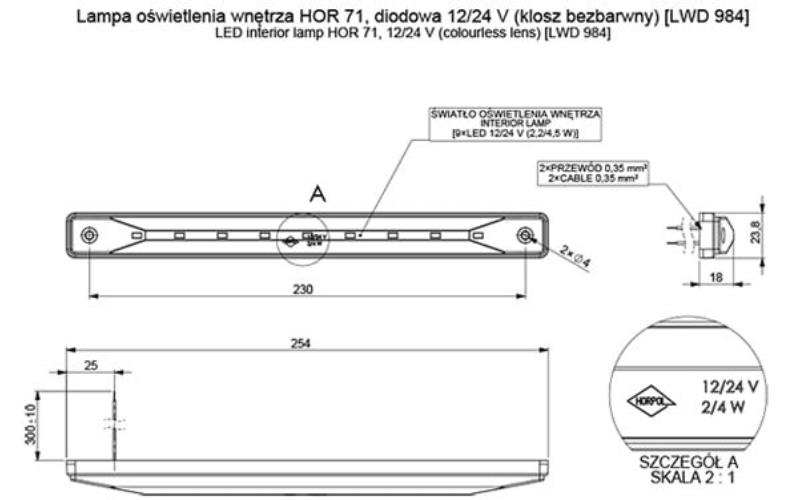 Innenbeleuchtung (Farbenloser Schirm] (LED) Weiß 12 / 24V Universal
