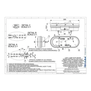 Feu Multifonction 5-modules, Avec Feu de Position (LED) Orange - Rouge 12 / 24V Droit