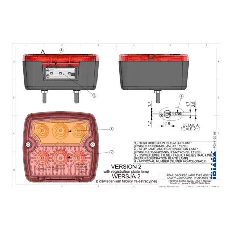 Luz Combinada Trasera, con Iluminación de MatrÍcula (LED) Blanca - Amarilla - Roja 12 / 24V Universal