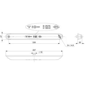 Luz Combinada Trasera, 3 Funciones (LED) Amarilla - Roja 12 / 24V Universal