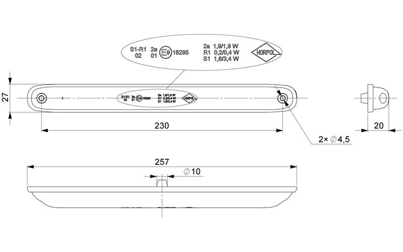 Luz Combinada Trasera, 3 Funciones (LED) Amarilla - Roja 12 / 24V Universal