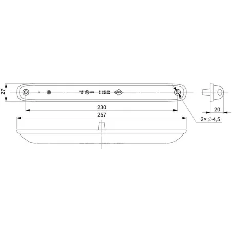 Feu Arrière Multifoncion, 2-fonctions (LED) Rouge 12 / 24V Universel