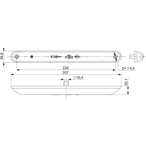 Integrierte Rückleuchte, 2-Funktions (LED) Weiß - Rot 12 / 24V Universal