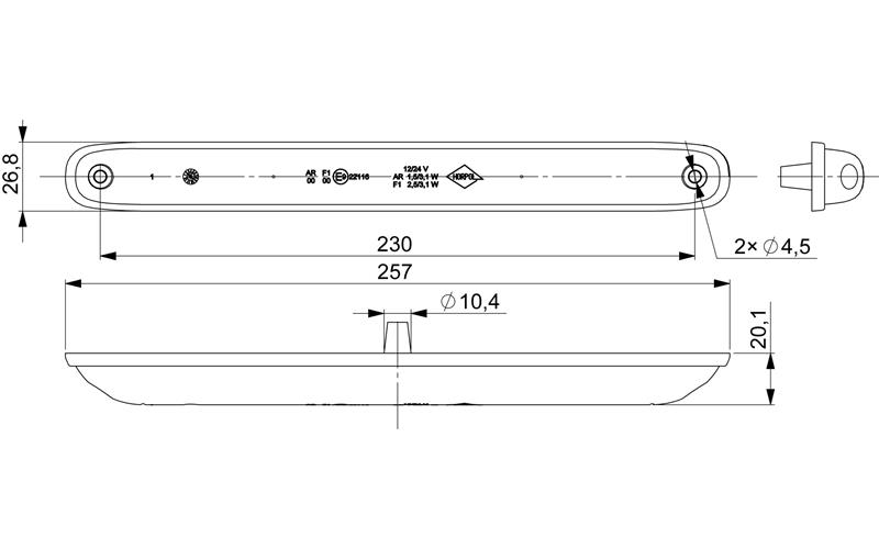 Luz Combinada Trasera, 2 Funciones (LED) Blanca - Roja 12 / 24V Universal