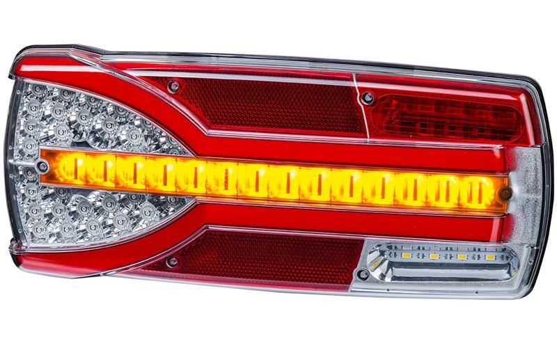 Multifunction Rear Lamp, 7-function, Number Plate Light Is Powered By A Separate Cable (LED) White - Orange - Red 12 / 24V Left