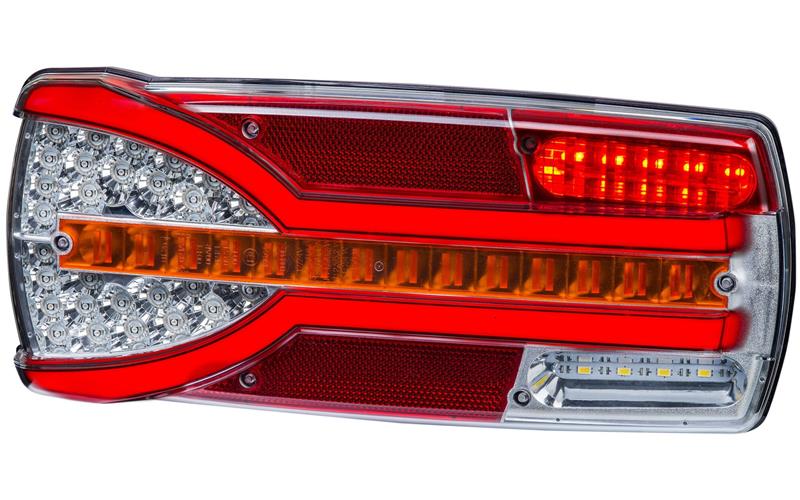 Multifunction Rear Lamp, 7-function, Number Plate Light Is Powered By A Separate Cable (LED) White - Orange - Red 12 / 24V Left