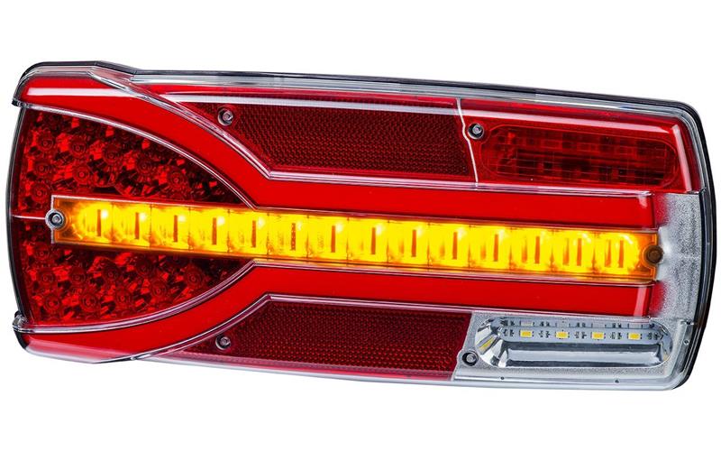 ЗАДНИЙ КОМБИНИРОВАННЫЙ ФОНАРЬ (LED) БЕЛЫЙ - ОРАНЖЕВЫЙ - КРАСНЫЙ 12 / 24V ЛЕВАЯ