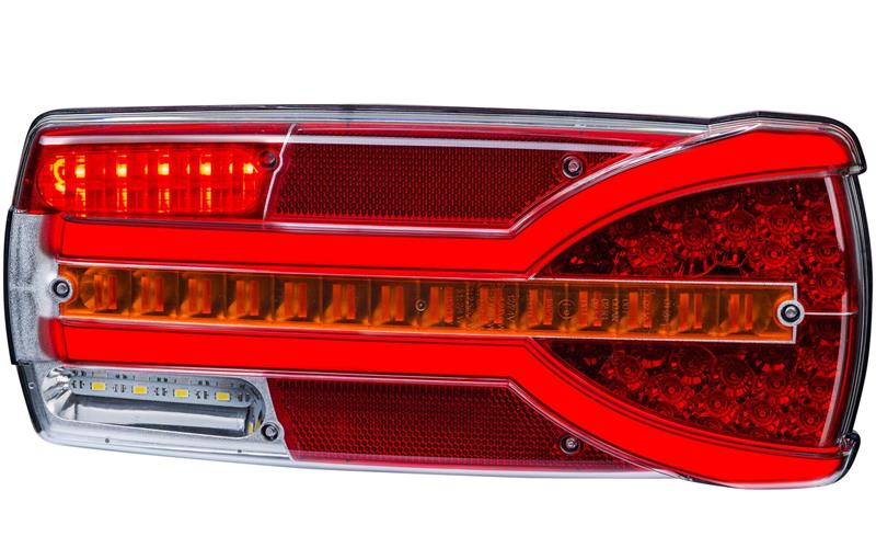 Feu Combiné 7-fonctions Avec Clignotant à Défilement / Dynamique (LED) Blanc - Orange - Rouge 12 / 24V Droit