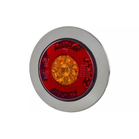 Lampa Zespolona Tylna 3-funkcyjna z Kołnierzem I Metalizowanym Pierścieniem (LED) Pomarańćzowo - Czerwony 12 / 24V Uniwersalna