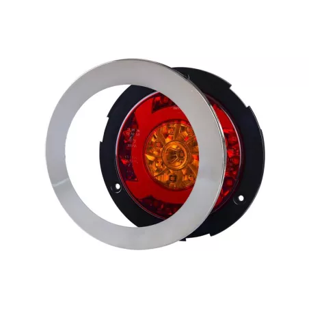 Lampa Zespolona Tylna 3-funkcyjna z Kołnierzem I Metalizowanym Pierścieniem (LED) Pomarańćzowo - Czerwony 12 / 24V Uniwersalna