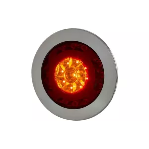 Lampa Zespolona Tylna 3-funkcyjna z Kołnierzem I Metalizowanym Pierścieniem (LED) Pomarańćzowo - Czerwony 12 / 24V Uniwersalna