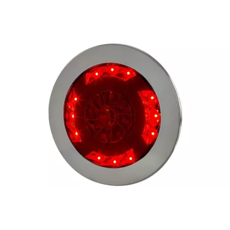 Lampa Zespolona Tylna 3-funkcyjna z Kołnierzem I Metalizowanym Pierścieniem (LED) Pomarańćzowo - Czerwony 12 / 24V Uniwersalna
