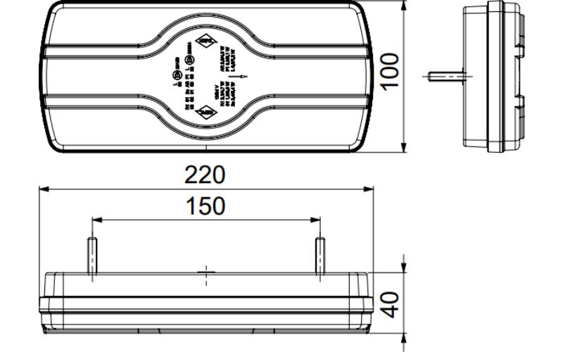 Luz Combinada - Iluminación de La Placa de MatrÍcula Lateral (LED) Blanca - Amarilla - Roja 12 / 24V Universal