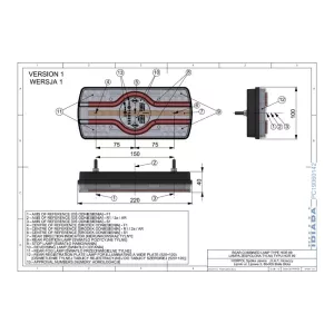 Lampa Zespolona Ze światłem Oświetlenia Tablicy Rejestracyjnej Dolne (LED) Biało - Pomarańczowo - Czerwony 12 / 24V Lewy