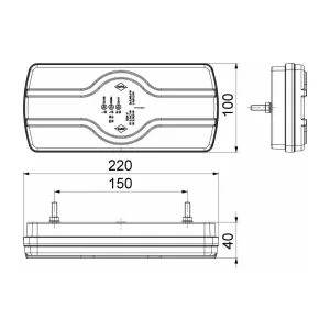 Lampa Zespolona Ze światłem Oświetlenia Tablicy Rejestracyjnej Dolne (LED) Biało - Pomarańczowo - Czerwony 12 / 24V Lewy