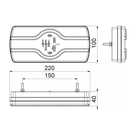 Lampa Zespolona Ze światłem Oświetlenia Tablicy Rejestracyjnej Dolne (LED) Biało - Pomarańczowo - Czerwony 12 / 24V Lewy