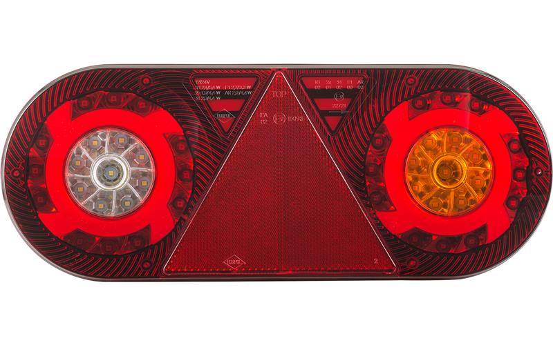 Lampa Zespolona Tylna 6-funkcyjna (Neon) z Odblaskiem (LED) Biało - Pomarańczowo - Czerwony 12 / 24V Prawa