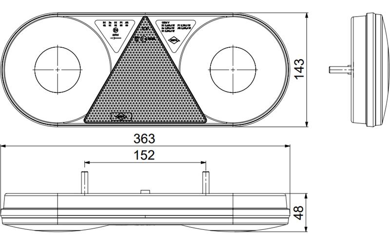 Multifunction Rear Lamp, 6-function (LED) White - Orange - Red 12 / 24V Right