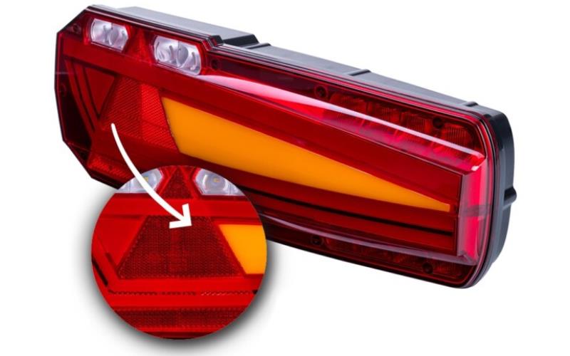 Rear Multifunction Light With Retroreflective Triangle (LED) White - Orange - Red 12 / 24V Left