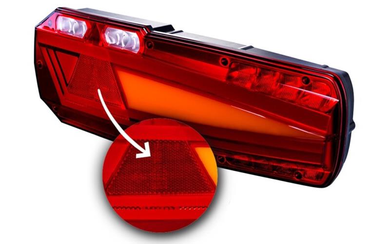 Lampa Zespolona Tylna 6-funkcyjna (LED) Biało - Pomarańczowo - Czerwony 12 / 24V Lewa