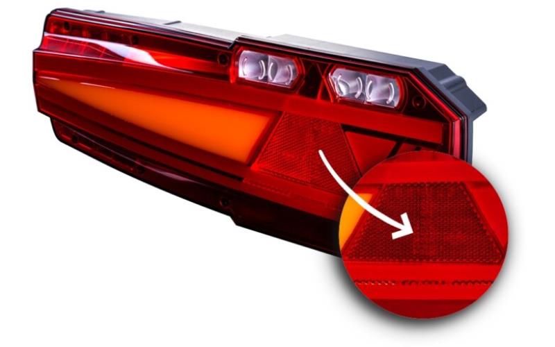 Feu Arrière Multifonction Avec Réflecteur (LED) Blanc - Orange - Rouge 12 / 24V Droit