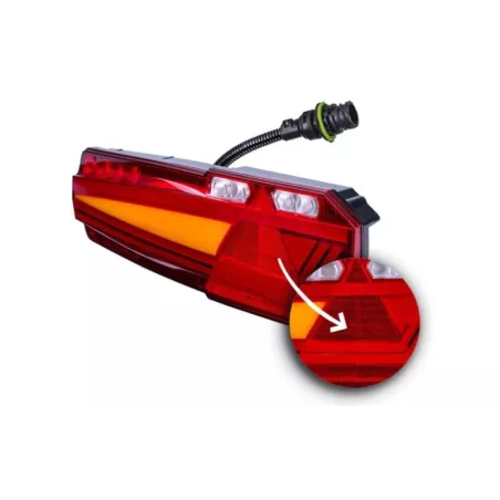 Rear Multifunction Light With Electrical Conduit And Retroreflective Triangle (LED) White - Orange - Red 12 / 24V Right
