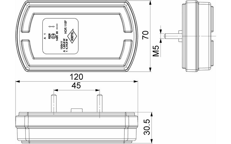Integrierte Vordere Leuchte (LED) Weiß - Orange 12 / 24V Universal