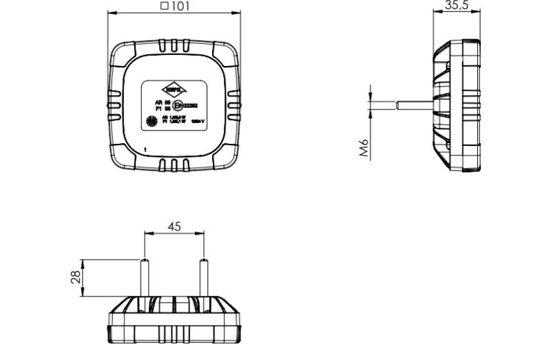 Rear Multifunction Light, 2-function (LED) White - Red 12 / 24V Universal
