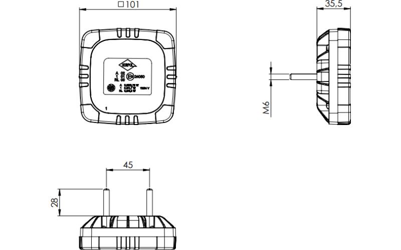 Lampa Zespolona Tylna  3-funkcyjna (LED) Biało - Pomarańczowy 12 / 24V Uniwersalna