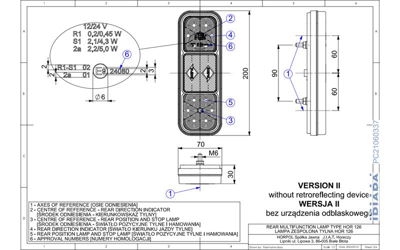 Rear Multifunction Light, 3-function (LED) Orange - Red 12 / 24V Universal