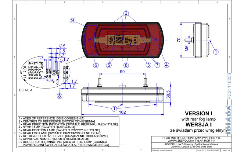 Lampa Zespolona Tylna (LED) Pomarańczowo - Czerwony 12 / 24V Uniwersalna