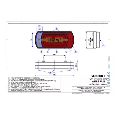 Luz Combinada Trasera (LED) Blanca - Amarilla - Roja 12 / 24V Universal