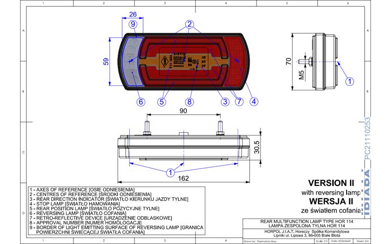 Rear Multifunction Light (LED) White - Orange - Red 12 / 24V Universal