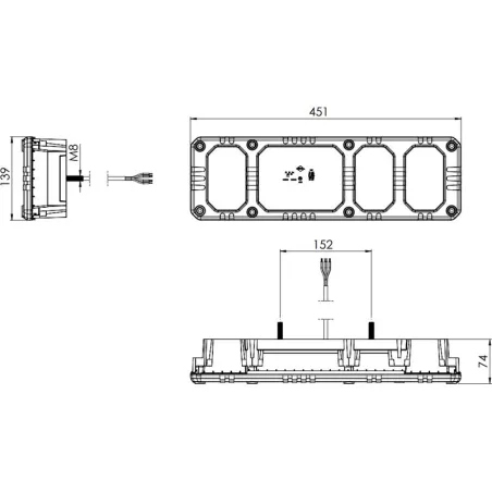 Luz Combinada Trasera Heavy Duty con Reflejo (LED) Blanca - Amarilla - Roja 12 / 24V Derecho