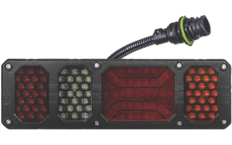 Multifunktions-Heckleuchte Heavy Duty Mit Wellschlauch Und Rückstrahler (LED) Weiß - Orange - Rot 12 / 24V Rechts