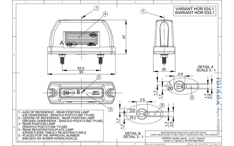 Number Plate Lighting - Small (LED) White 12 / 24V Universal