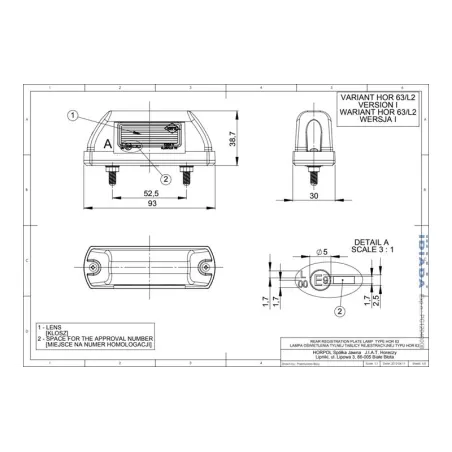 Kennzeichenbeleuchtung (Klein) (LED) Weiß 12 / 24V Universal