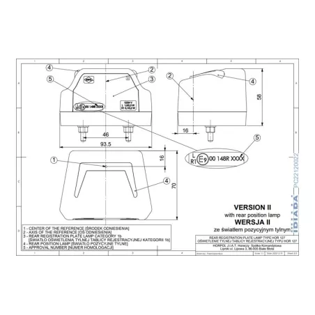 Number Plate Lamp With Position Light (Neon) (LED) White - Red 12 / 24V Universal
