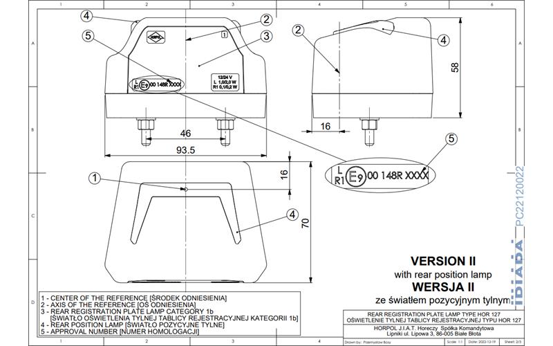 Number Plate Lamp With Position Light (Neon) (LED) White - Red 12 / 24V Universal