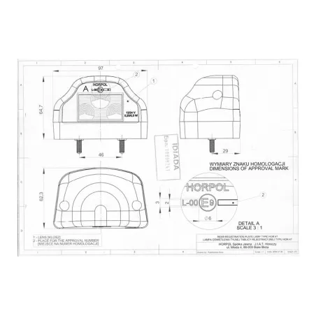 ФОНАРЬ ПОДСВЕТКИ ЗАДНЕГО НОМЕРА, МАЛЕНЬКИЙ (LED) БЕЛЫЙ 12 / 24V УНИВЕРСАЛЬНАЯ