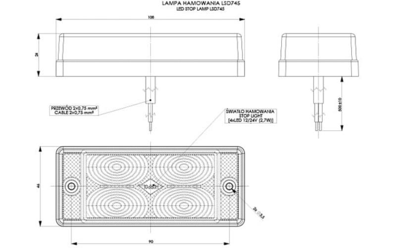 Feu de Stop (LED) Rouge 12 / 24V Universel