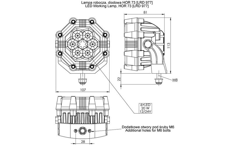 Lampa Robocza (LED) Biały 12 / 24V Uniwersalny
