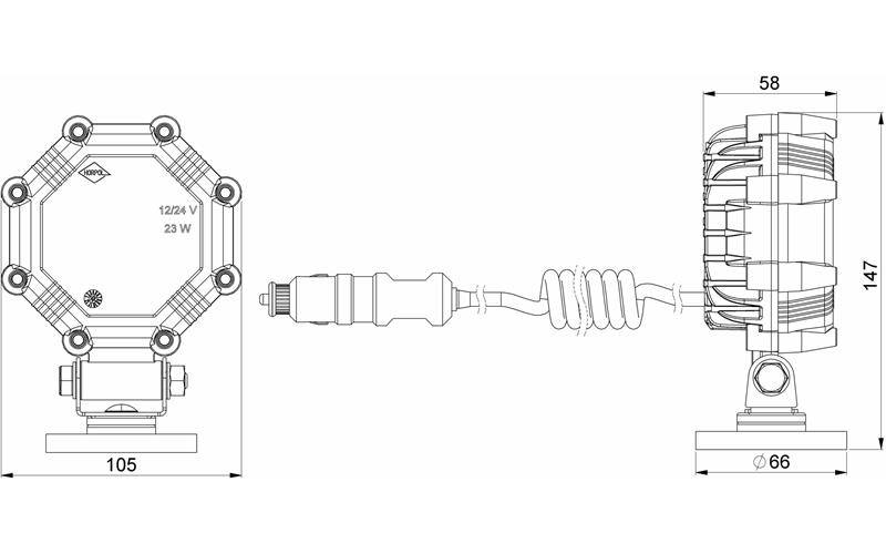 Arbeitsleuchte Slim Mit Magnethalter Und Zigarettenanzünder-Stecker (LED) Weiß 12 / 24V Universal