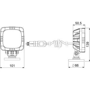 Feu de Travail Avec Fixacion Magéntique Et Fiche Allume-cigare (LED) Blanc 12 / 24V Universel
