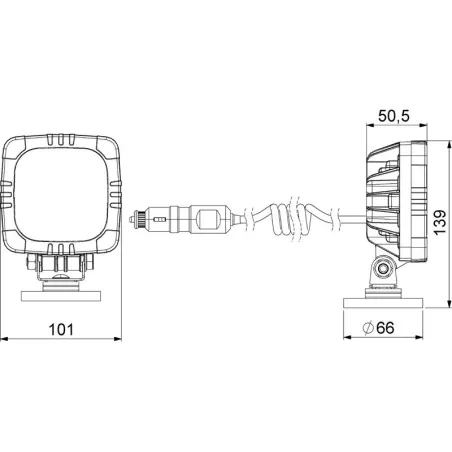 Feu de Travail Avec Fixacion Magéntique Et Fiche Allume-cigare (LED) Blanc 12 / 24V Universel
