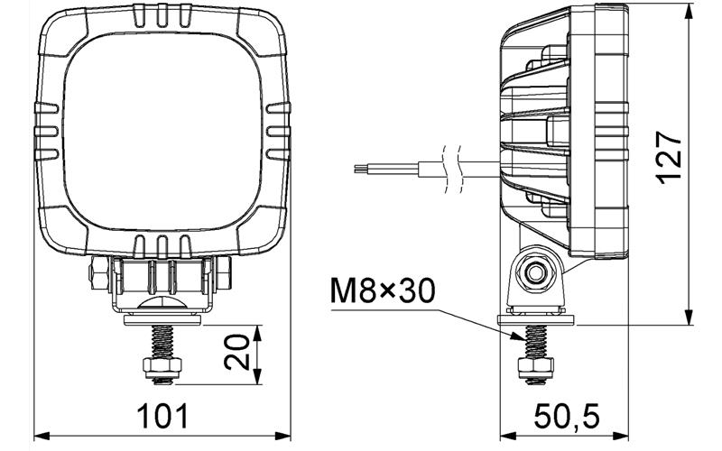 Work Light With Reversing Function (LED) White 12 / 24V Universal